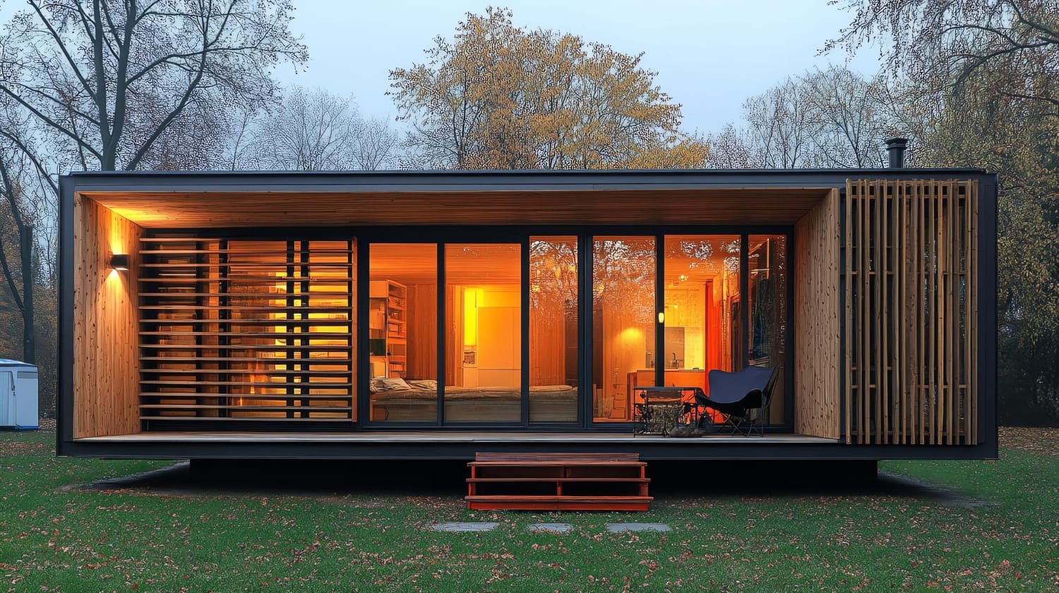 Modern coach house with wood cladding and large windows